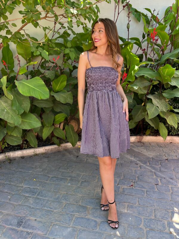 Vestido Panal Vichy Vino
