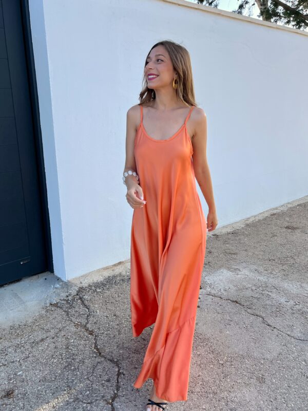 Vestido Satén Naranja - Imagen 6