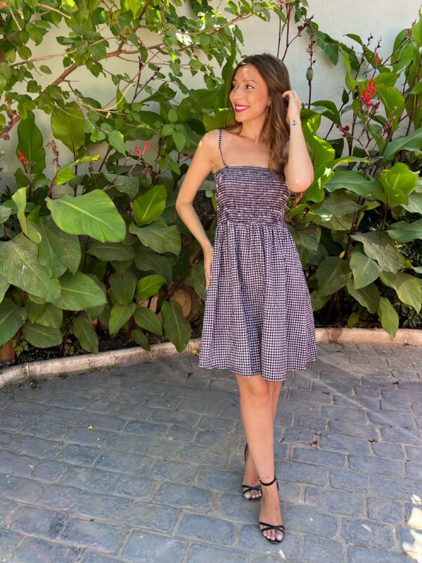 Vestido Panal Vichy Vino - Imagen 6