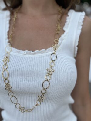 Collar Largo Flor Dorado