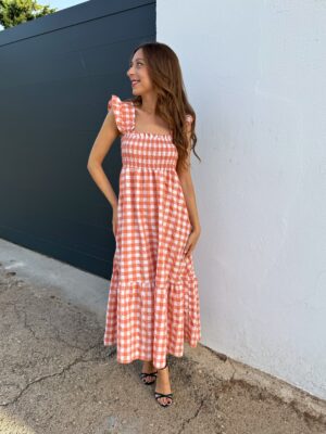 Vestido Vichy Melocotón