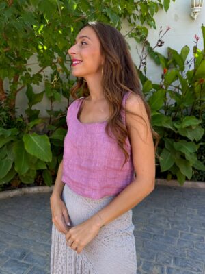 Top Lino Rosa - Talla única