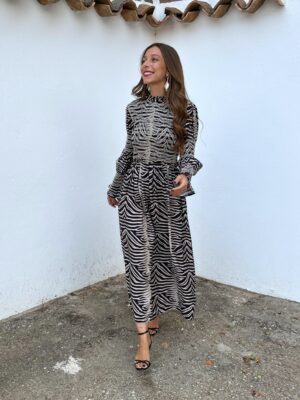 Vestido Cebra Panal Negro