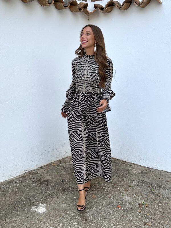Vestido Cebra Panal Negro
