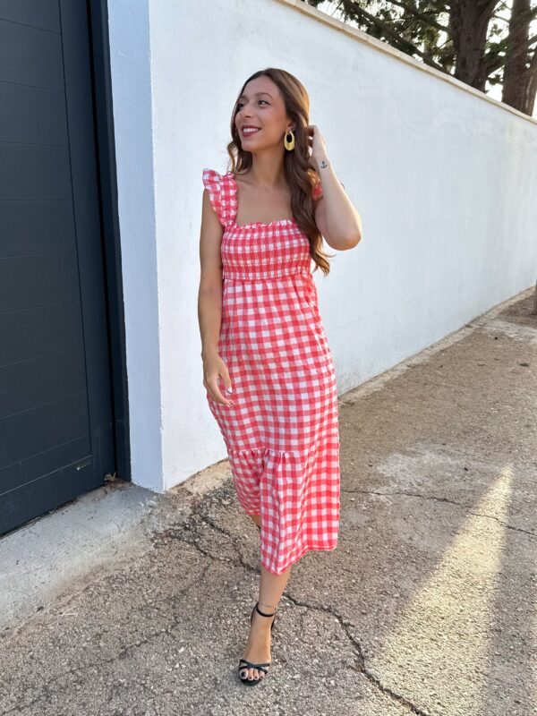 Vestido Vichy Flúor Coral - Imagen 6