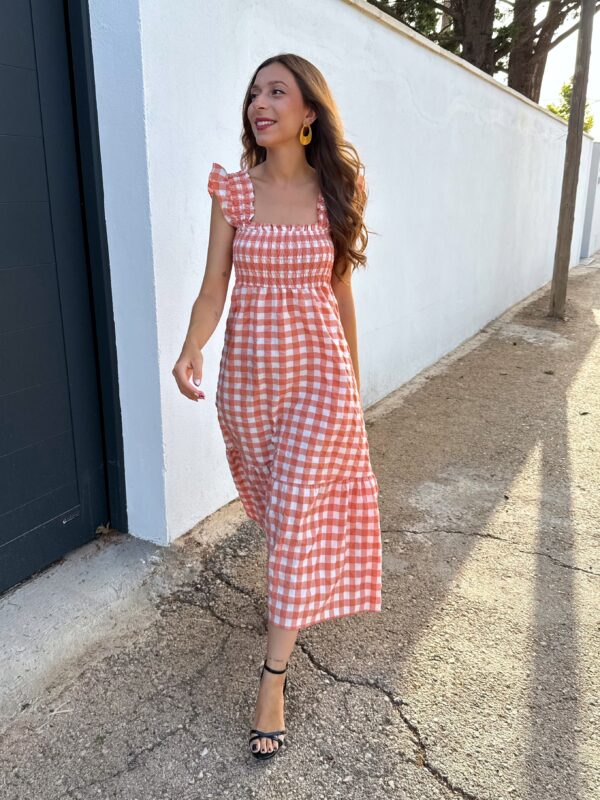 Vestido Vichy Melocotón - Imagen 4