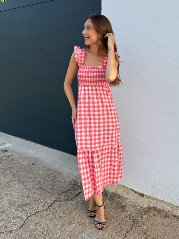 Vestido Vichy Flúor Coral - Imagen 4