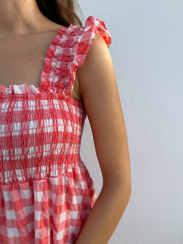 Vestido Vichy Flúor Coral - Imagen 2