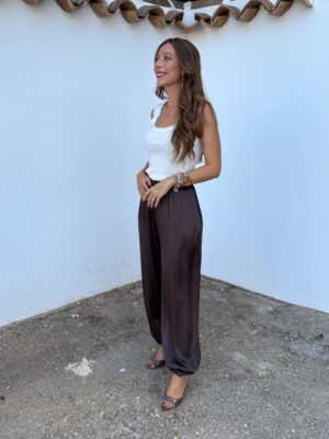 Pantalón Bombacho Satén Choco - Talla única