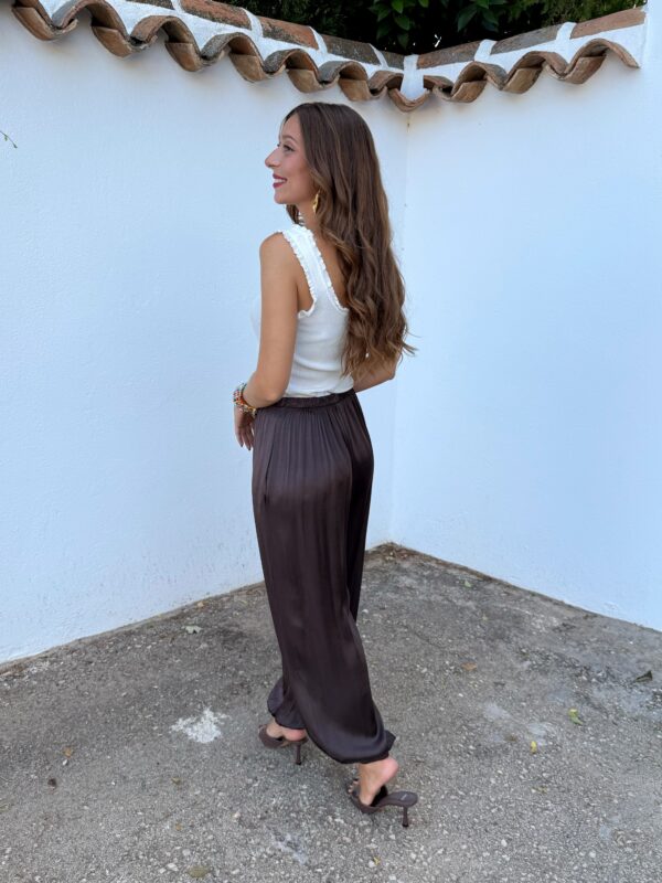 Pantalón Bombacho Satén Choco - Imagen 4
