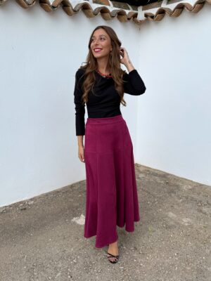 Falda Antelina Burdeos