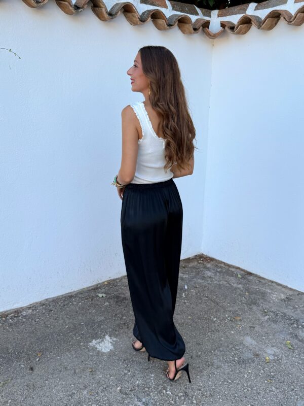 Pantalón Bombacho Satén Negro - Imagen 3