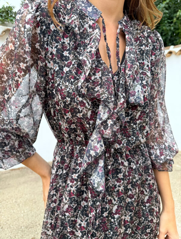 Vestido Gasa Flores Volantes - Imagen 2