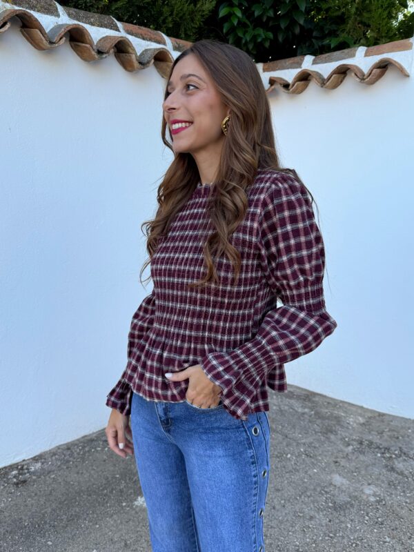 Blusa Franela Vichy Burdeos - Imagen 5