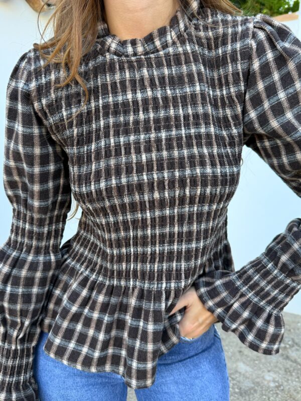 Blusa Franela Vichy Choco - Imagen 2