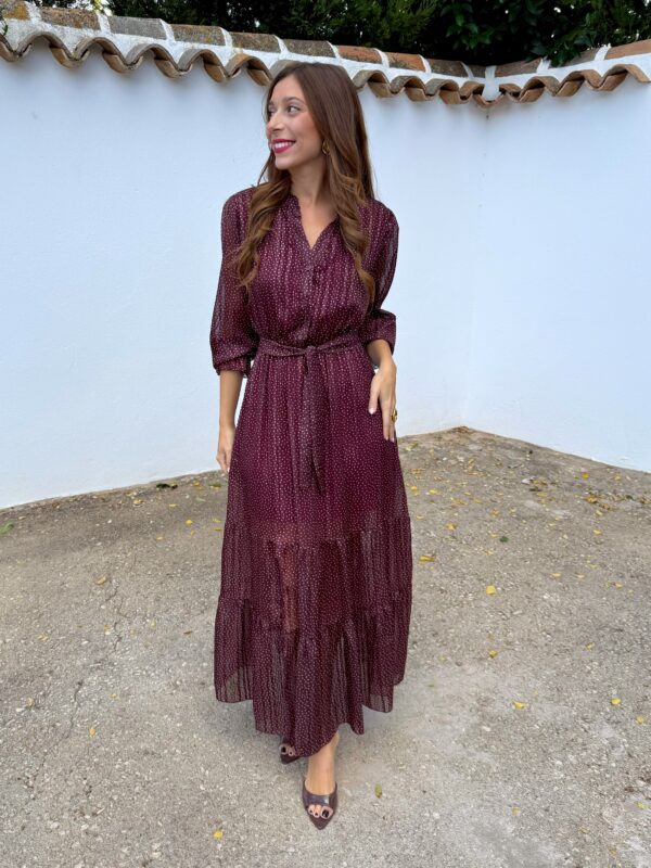 Vestido Polka Dots Burdeos - Imagen 4