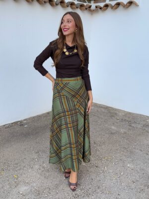 Falda Cuadros Pistacho