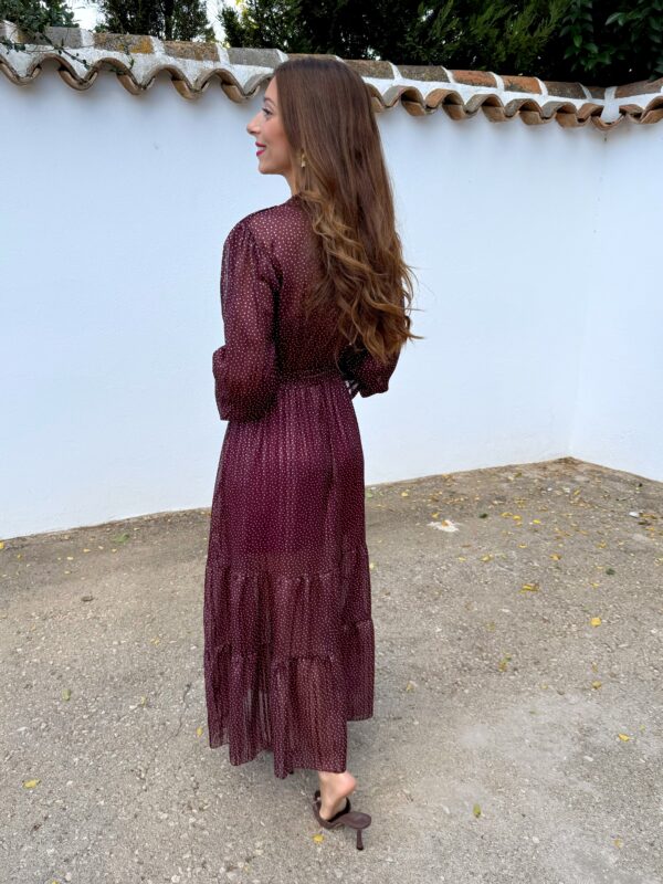 Vestido Polka Dots Burdeos - Imagen 3