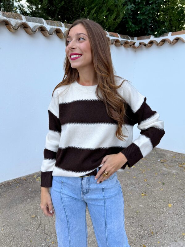 Jersey Punto Rayas Chocolate - Imagen 5