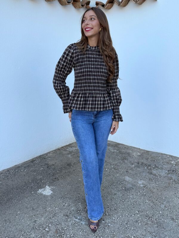 Blusa Franela Vichy Choco - Imagen 5