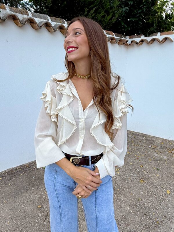 Blusa Borlas Beige - Imagen 4