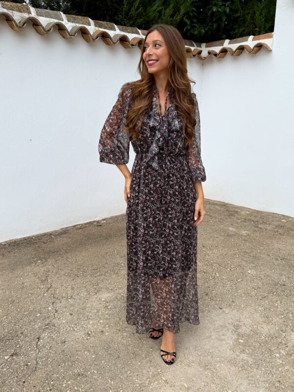 Vestido Gasa Flores Volantes - Imagen 7