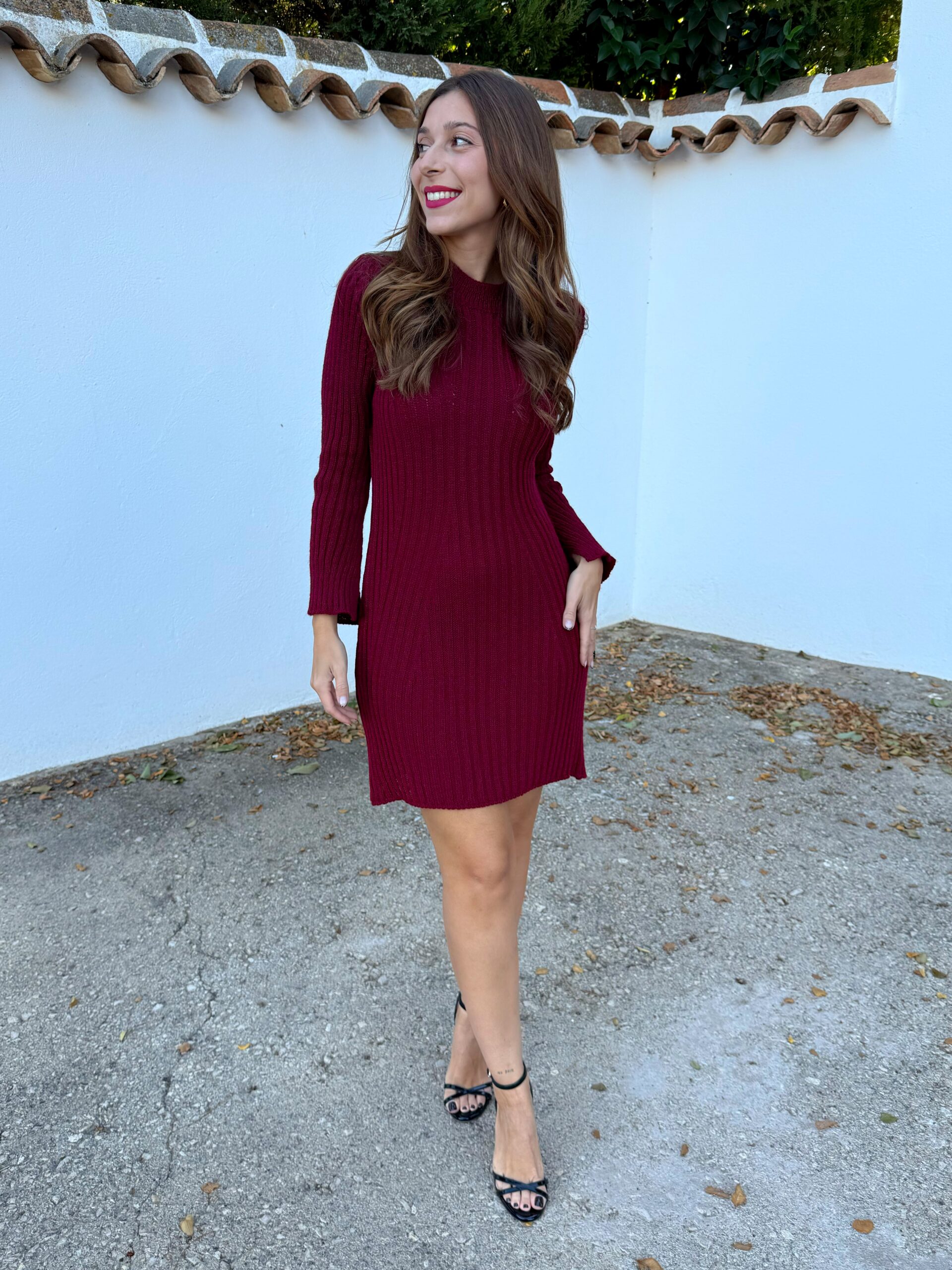 Vestido Mini Punto Burdeos - Imagen 7