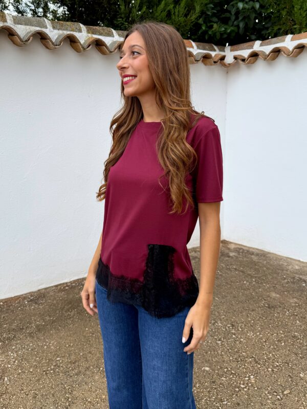 Camiseta Burdeos Encaje - Imagen 5