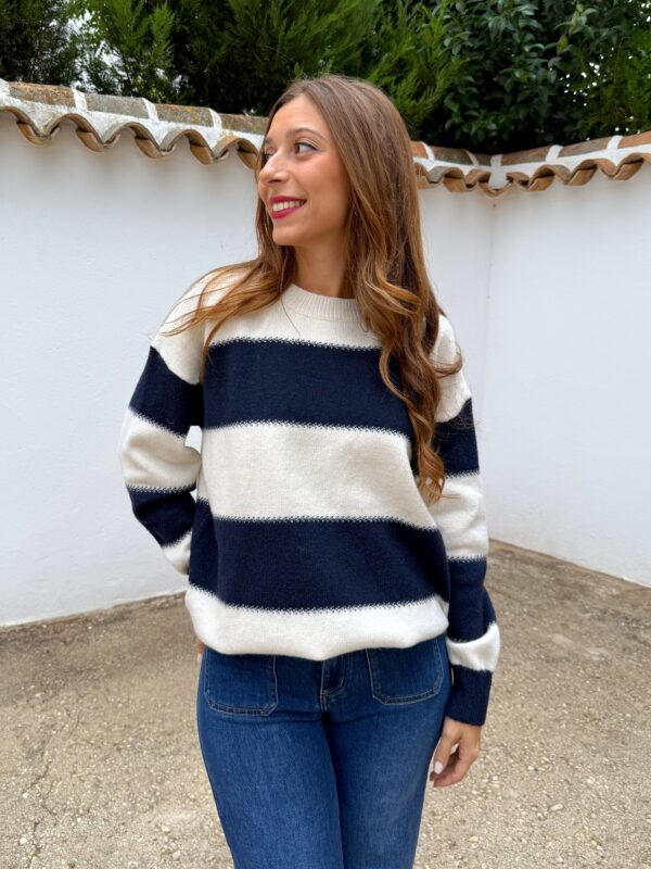 Jersey Punto Rayas Azul Marino - Imagen 3