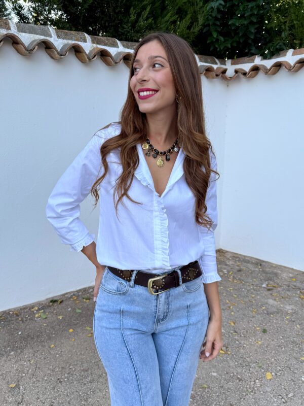Camisa Volantes Basic Blanca