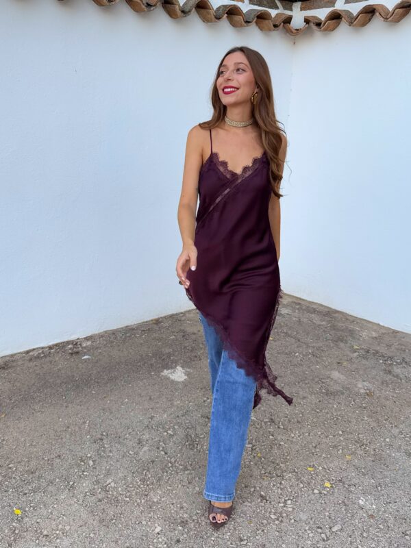 Vestido Lencero Burdeos - Imagen 3