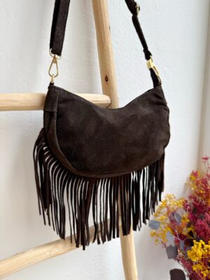 Bolso Serraje Flecos Chocolate