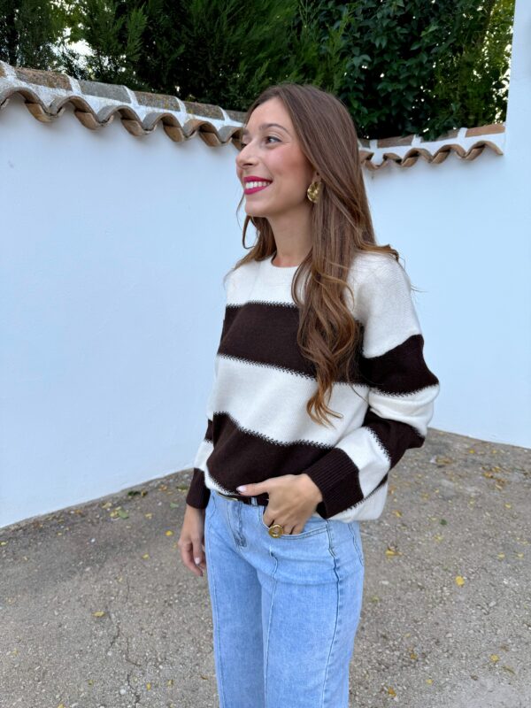 Jersey Punto Rayas Chocolate - Imagen 3