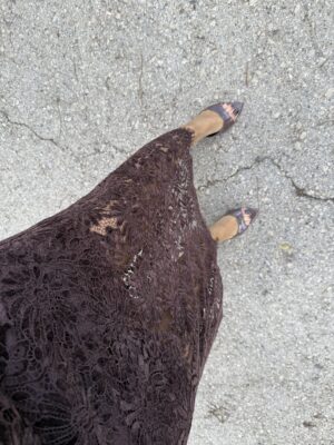 Falda Encaje Terciopelo Marrón