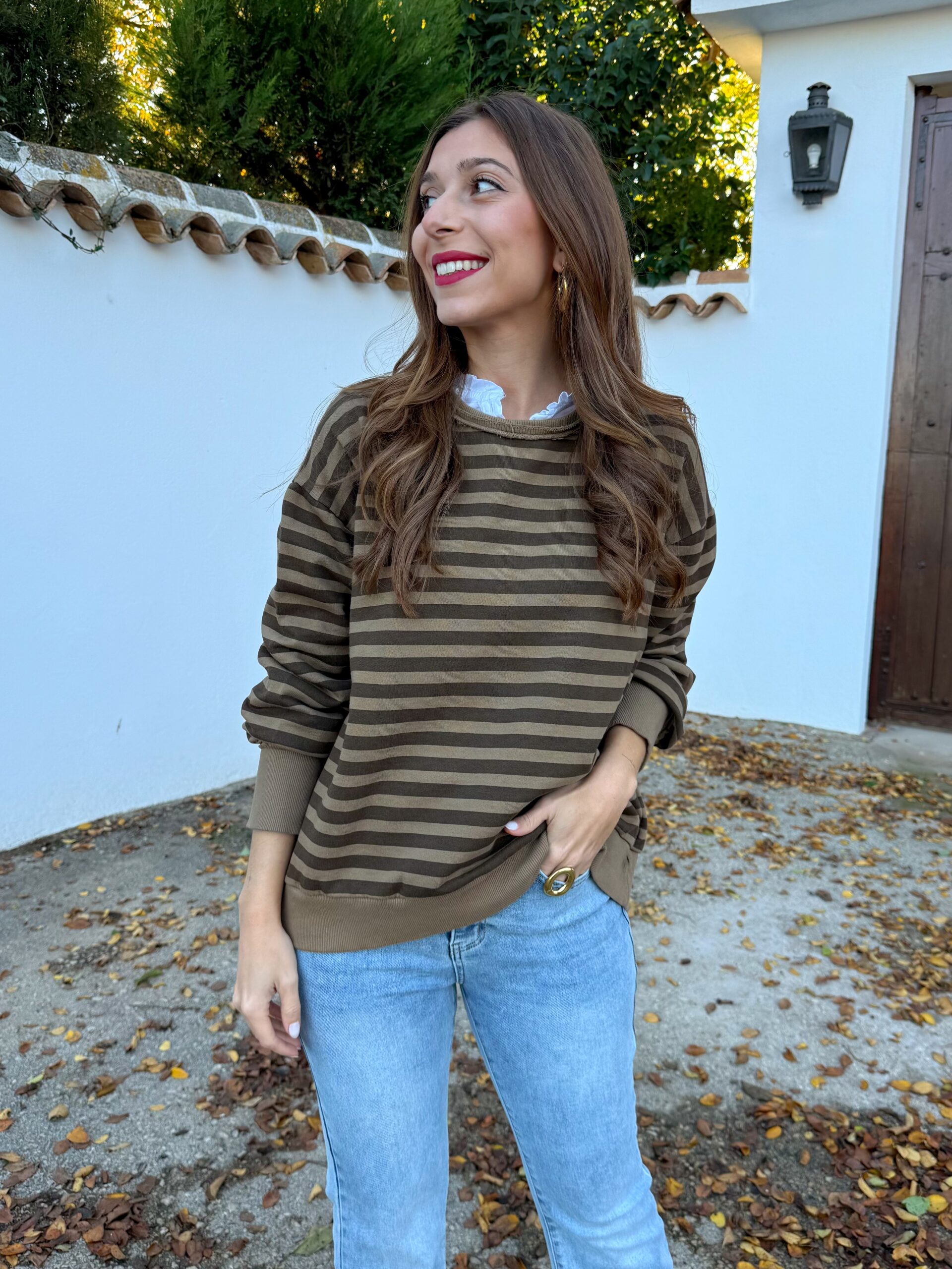 Sudadera Rayas Camel - Imagen 2