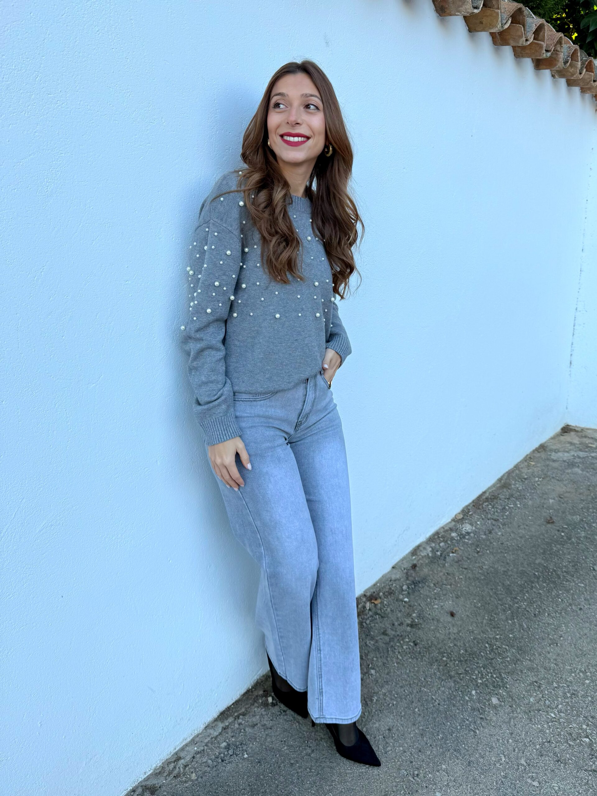 Pantalón Vaquero Gris Wide Leg - Imagen 6