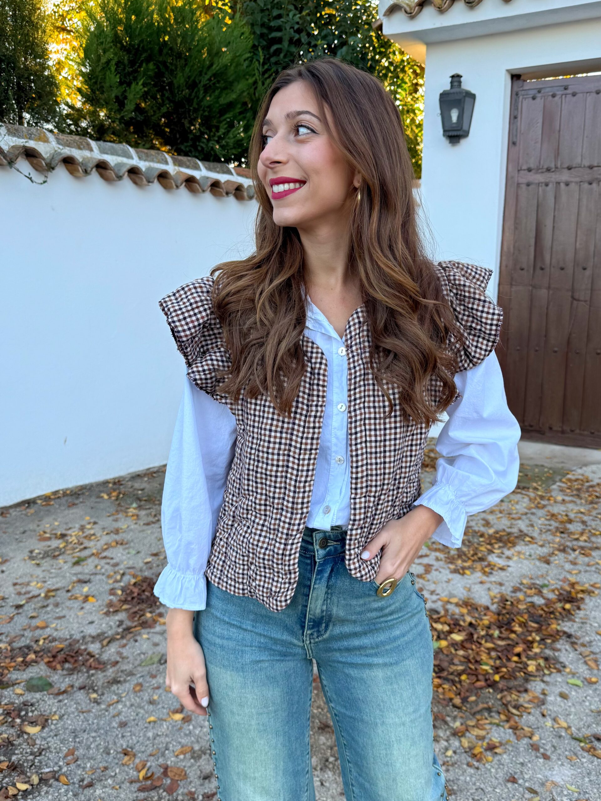 Chaleco Vichy Burdeos - Imagen 3