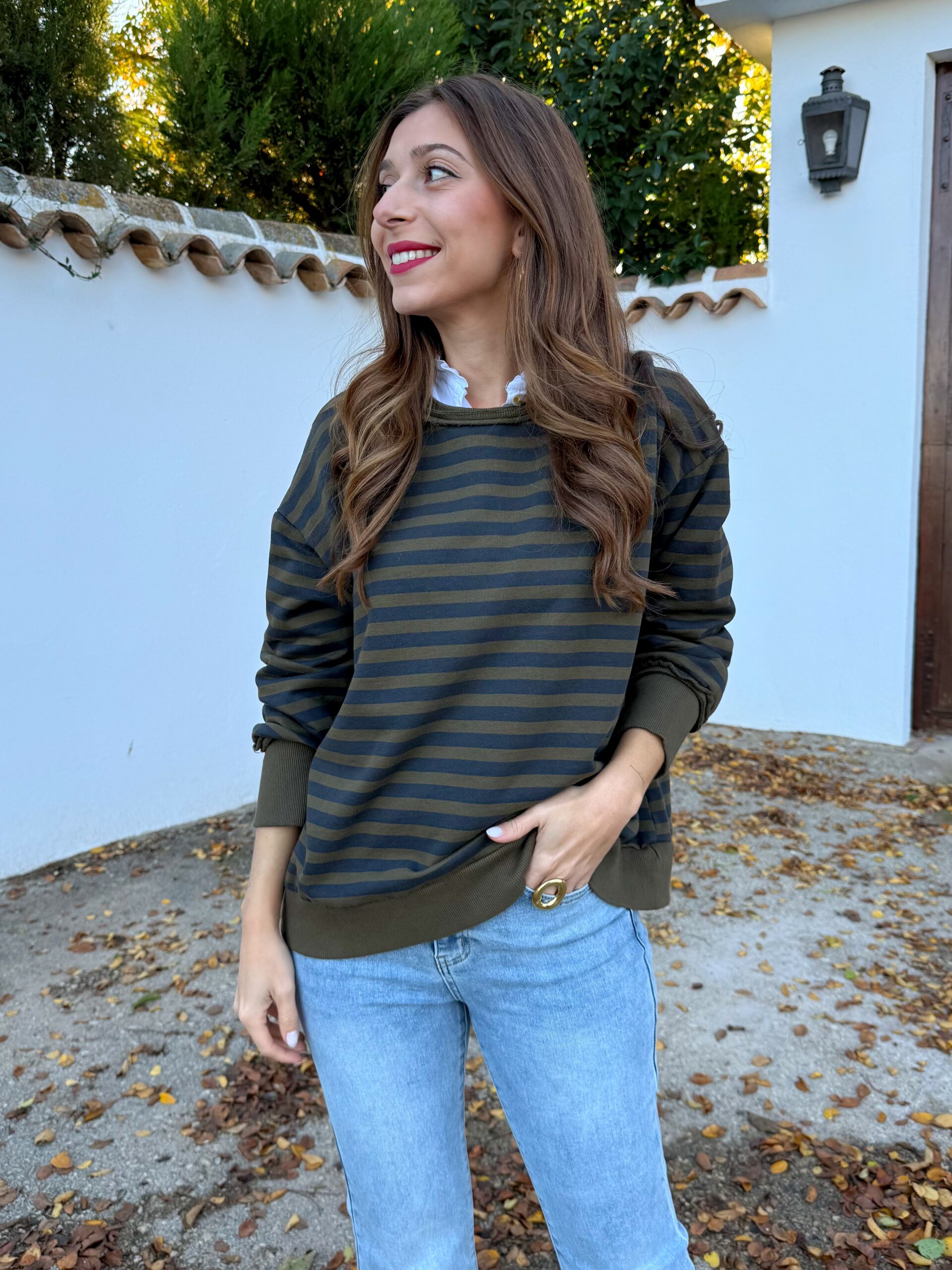 Sudadera Rayas Verde