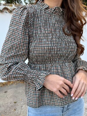 Blusa Panal Vichy Verde Kaki