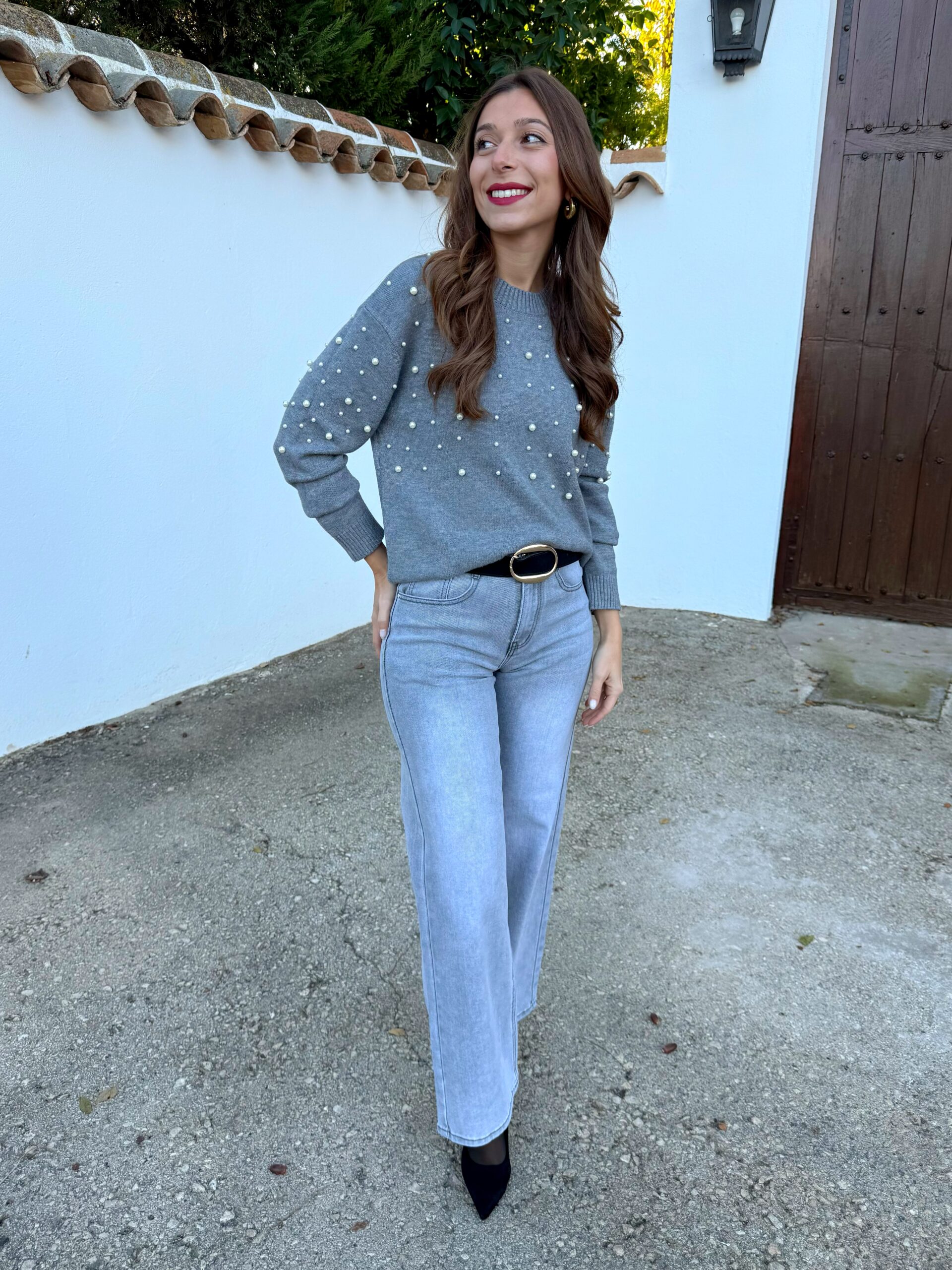 Pantalón Vaquero Gris Wide Leg - Imagen 5