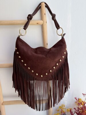 Bolso Serraje Flecos Chocolate - Talla única