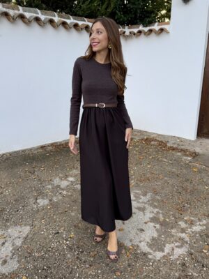 Vestido Combinado Chocolate - Talla única