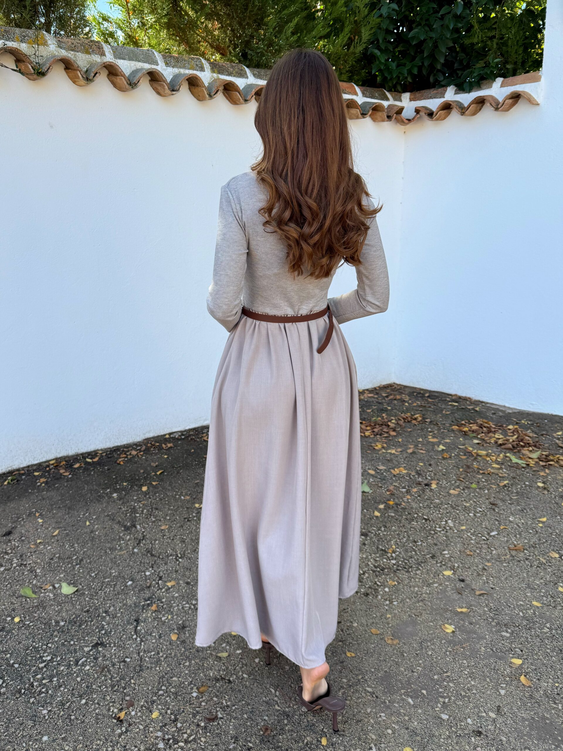 Vestido Combinado Beige - Imagen 4