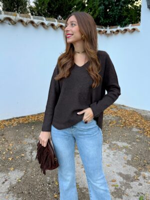 Jersey Cuello Pico Chocolate - Talla única