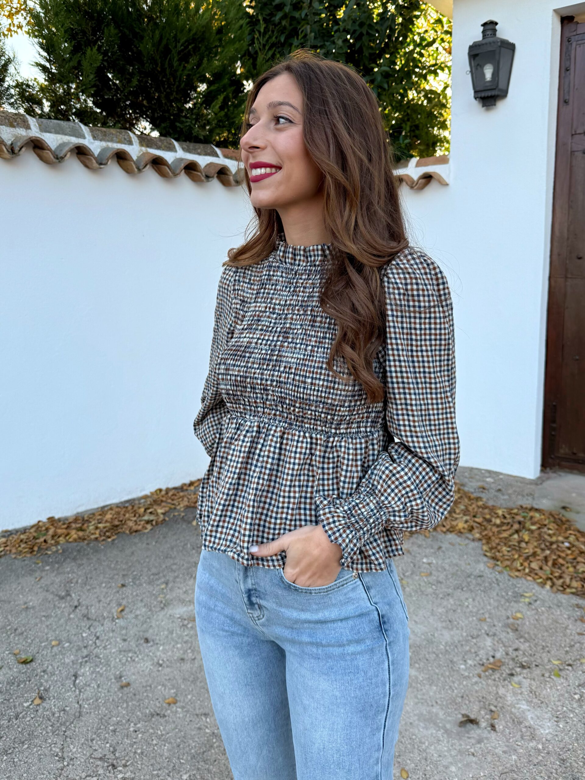 Blusa Vichy Panal Azul - Imagen 3