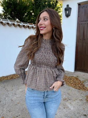 Blusa Panal Vichy Burdeos