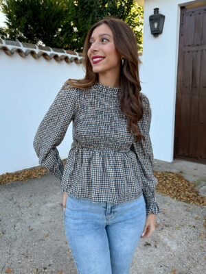 Blusa Panal Vichy Azul