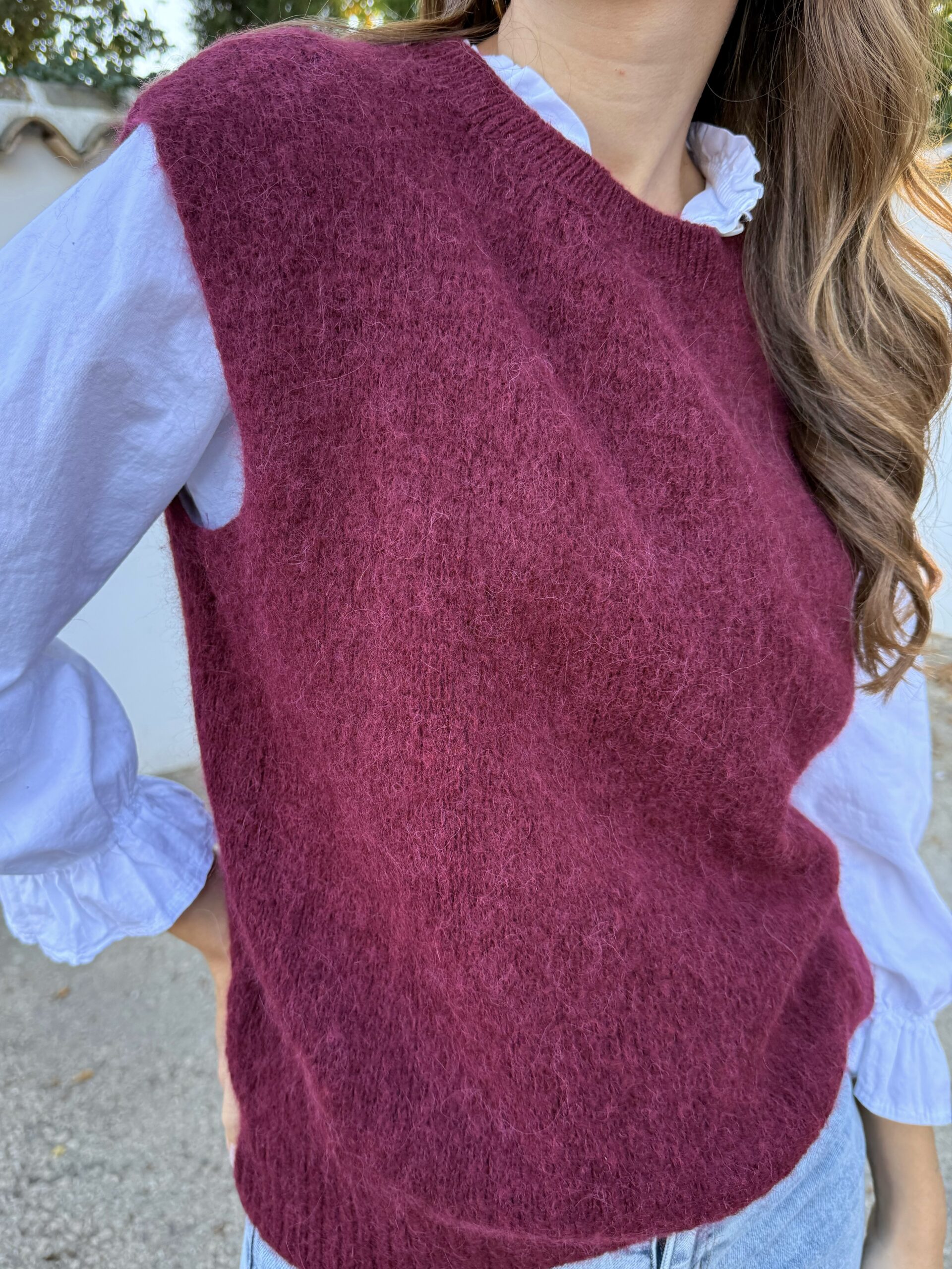 Chaleco Punto Burdeos