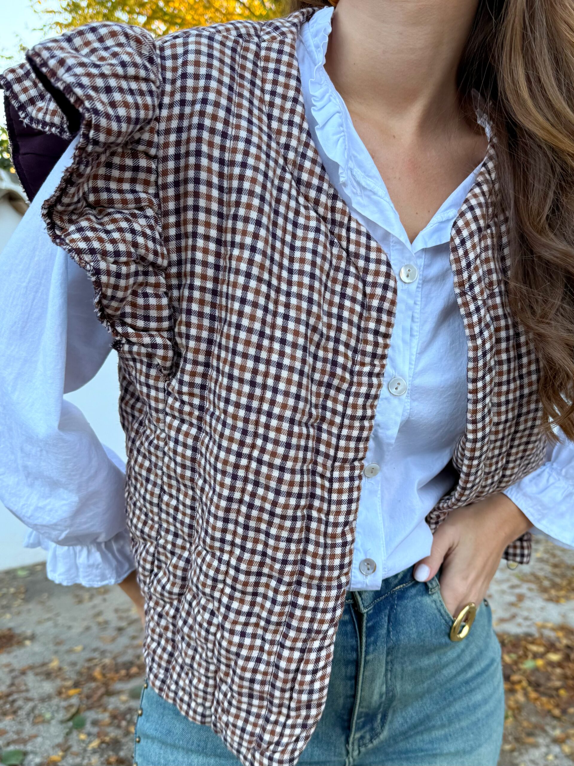 Chaleco Vichy Burdeos