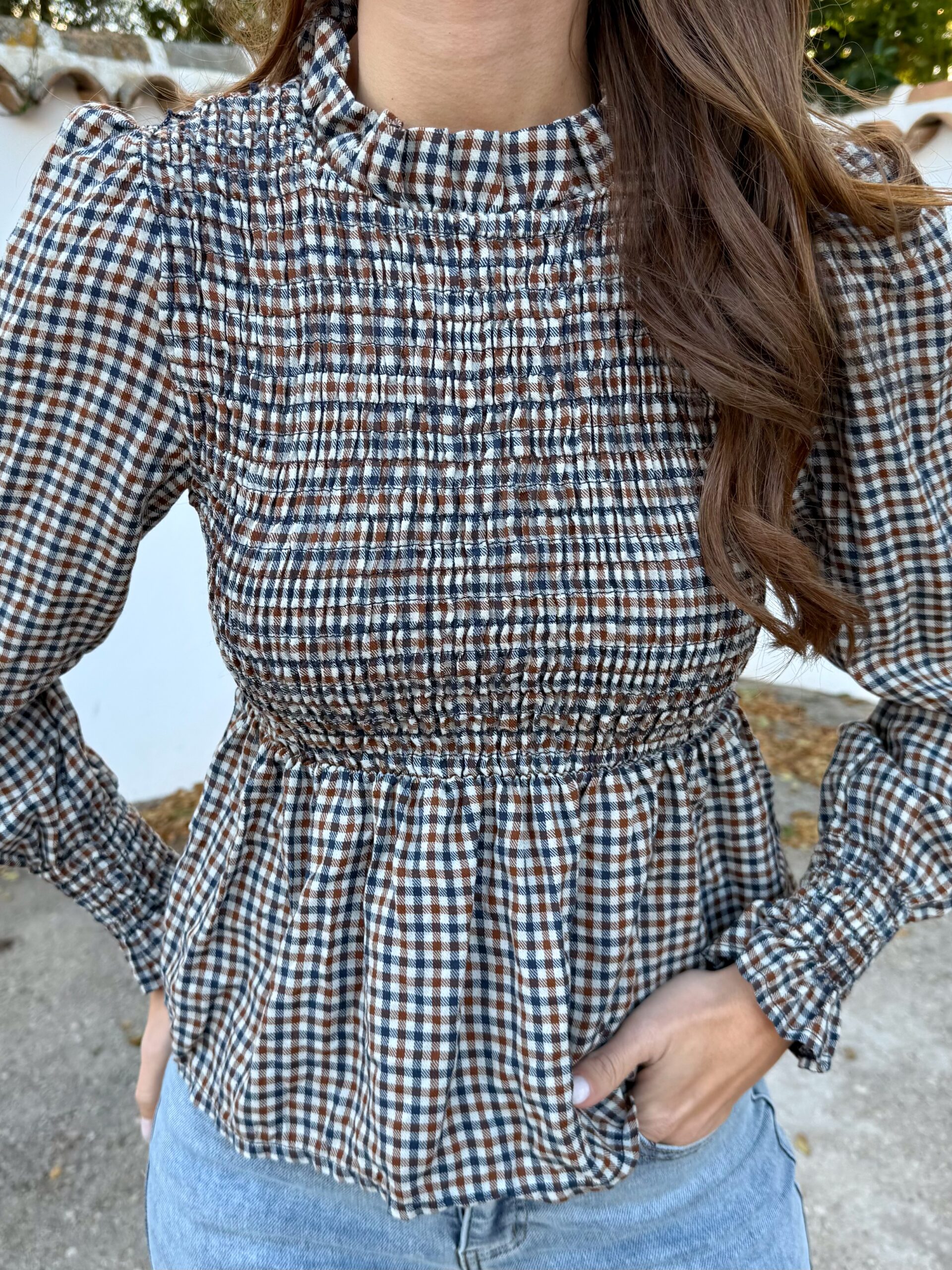 Blusa Vichy Panal Azul - Imagen 2